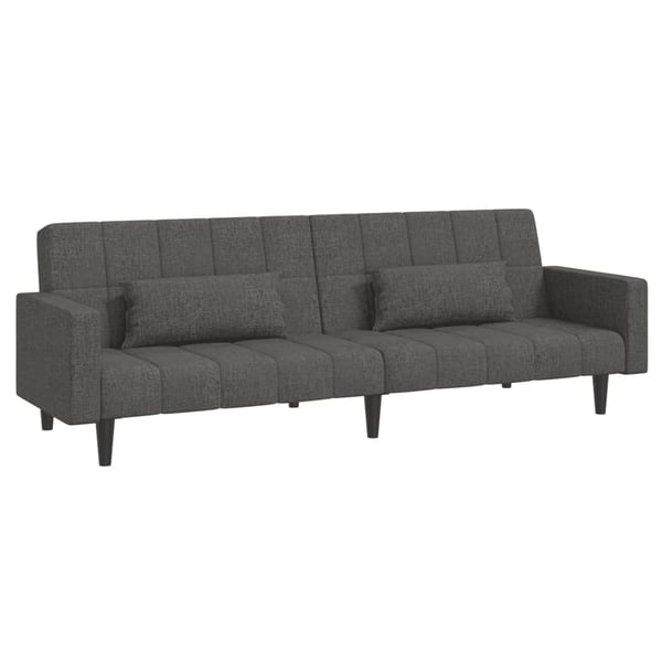 vidaXL Bäddsoffa 2-sits med två kuddar mörkgrå tyg
