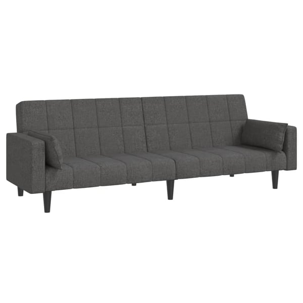 vidaXL Bäddsoffa 2-sits med två kuddar mörkgrå tyg