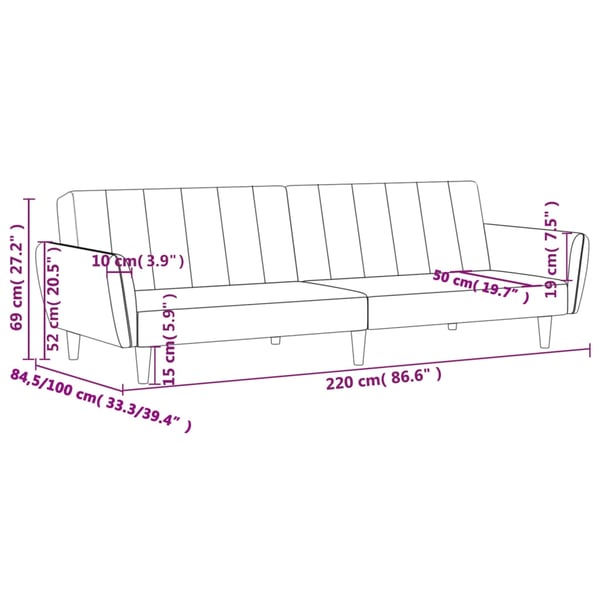 vidaXL 2-personers sovesofa fløjl sort