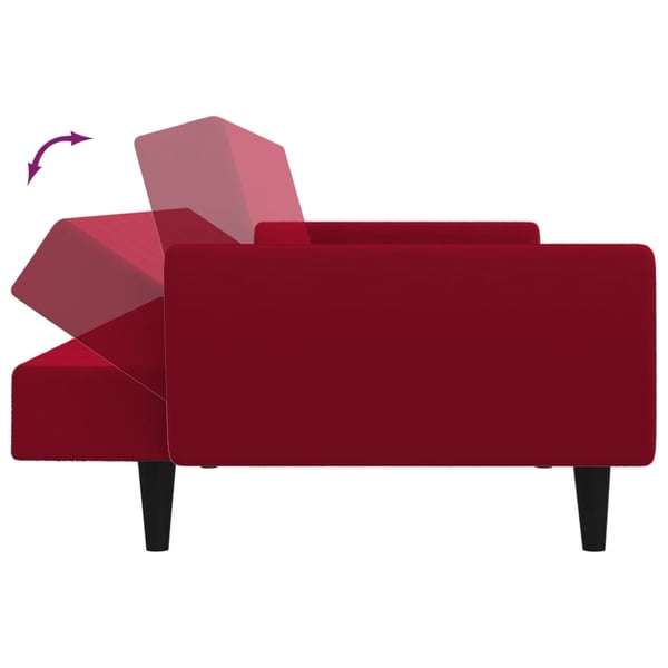 vidaXL 2-personers sovesofa fløjl vinrød