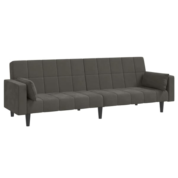 vidaXL Bäddsoffa 2-sits med två kuddar mörkgrå sammet