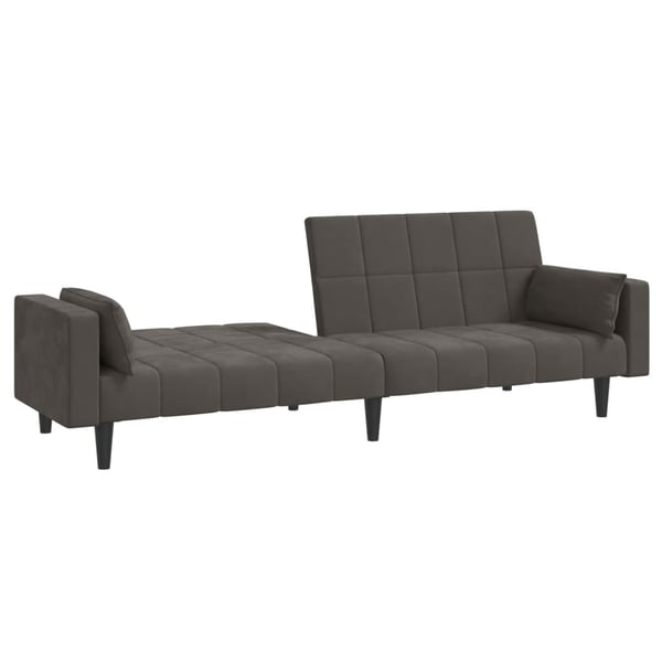 vidaXL Bäddsoffa 2-sits med två kuddar mörkgrå sammet