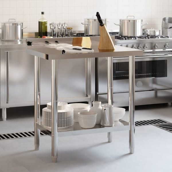 vidaXL Kjøkkenbenk med bakplate 82,5x55x93 rustfritt stål