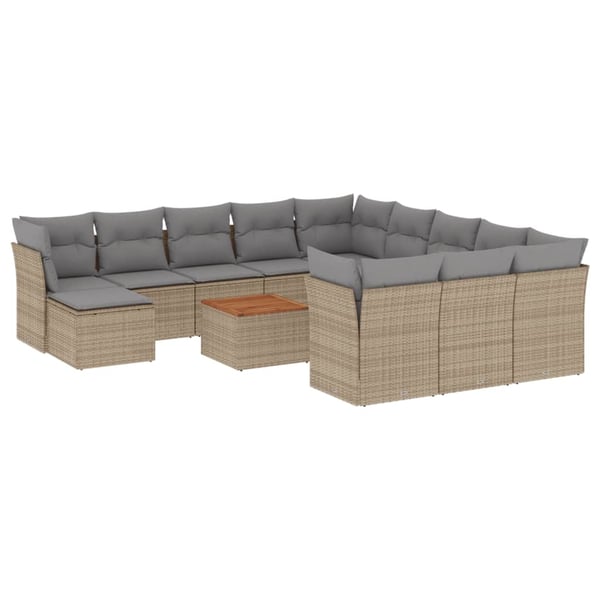 vidaXL sofasæt til haven 13 dele med hynder polyrattan beige