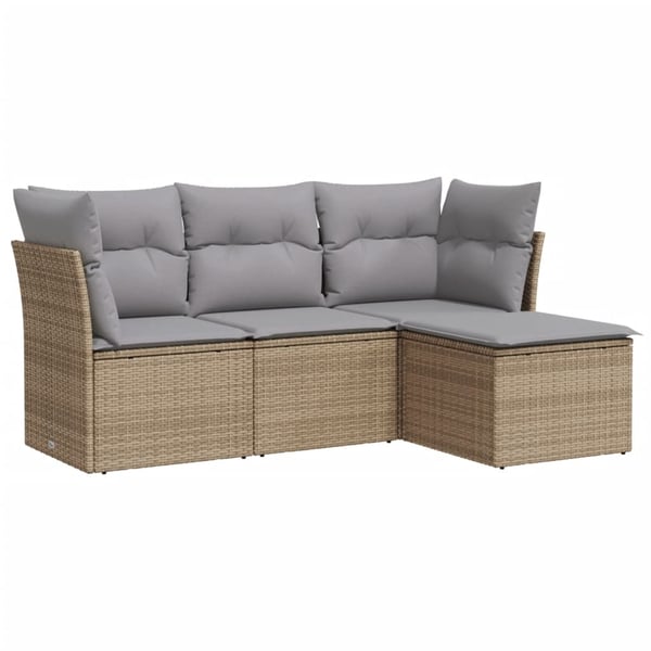 vidaXL sofasæt til haven 4 dele med hynder polyrattan beige