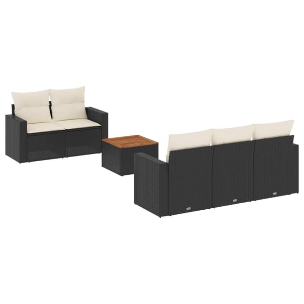 vidaXL sofasæt til haven 6 dele med hynder polyrattan sort