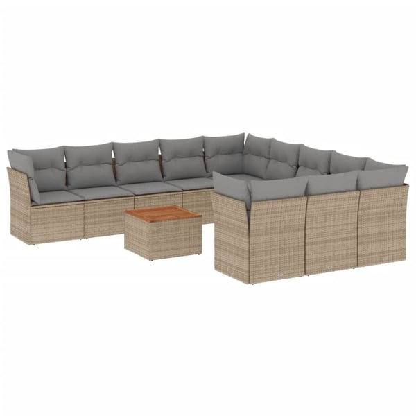 vidaXL sofasæt til haven 12 dele med hynder polyrattan beige