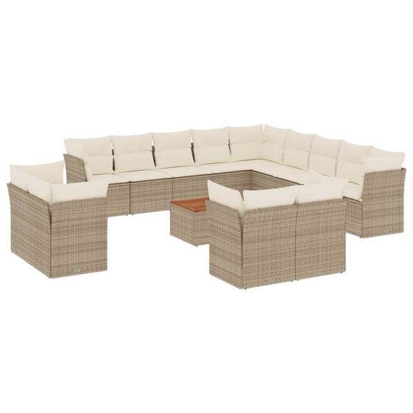vidaXL sofasæt til haven 14 dele med hynder polyrattan beige