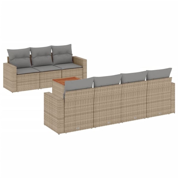 vidaXL sofasæt til haven 8 dele med hynder polyrattan beige