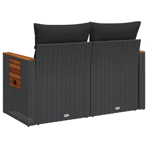 vidaXL 2-personers havesofa med hynder polyrattan sort