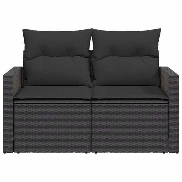 vidaXL 2-personers havesofa med hynder polyrattan sort