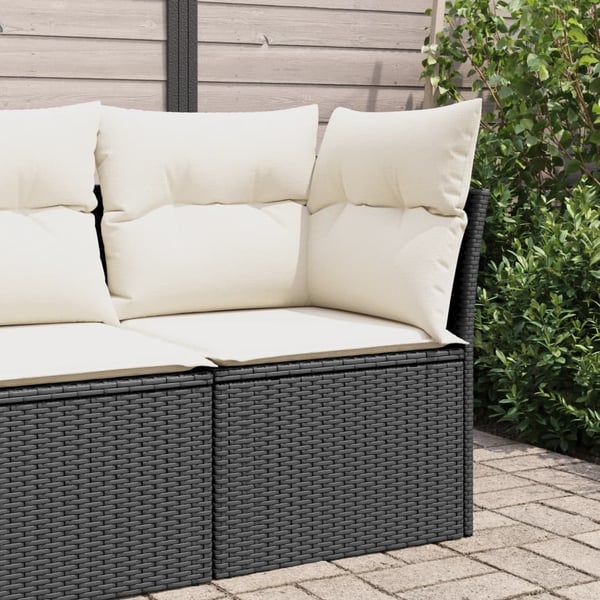 vidaXL hjørnemodul til havesofa med hynder polyrattan sort