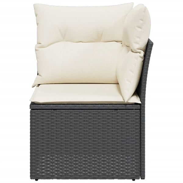 vidaXL hjørnemodul til havesofa med hynder polyrattan sort