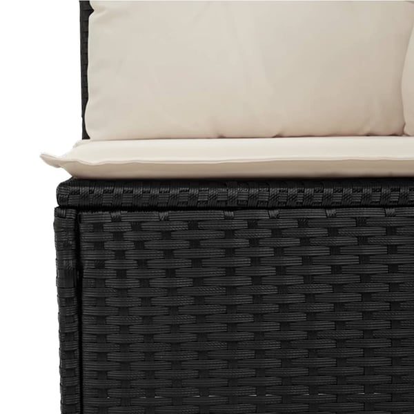 vidaXL hjørnemodul til havesofa med hynder polyrattan sort