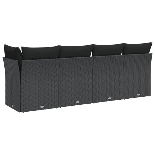 vidaXL 4-personers havesofa med hynder polyrattan sort