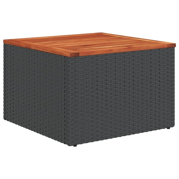 vidaXL Puutarhapöytä musta 55x55x37 cm polyrottinki ja akasiapuu