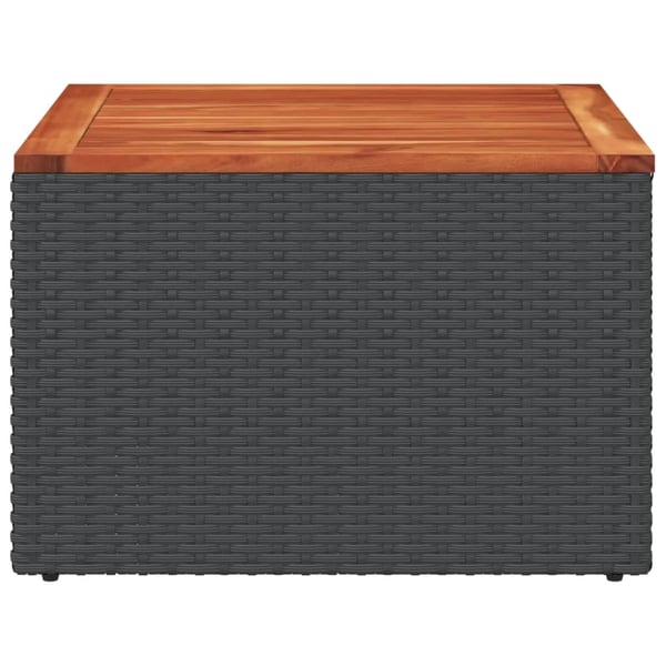 vidaXL Puutarhapöytä musta 55x55x37 cm polyrottinki ja akasiapuu