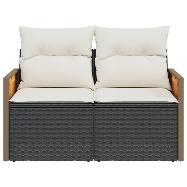 vidaXL 2-personers havesofa med hynder polyrattan sort