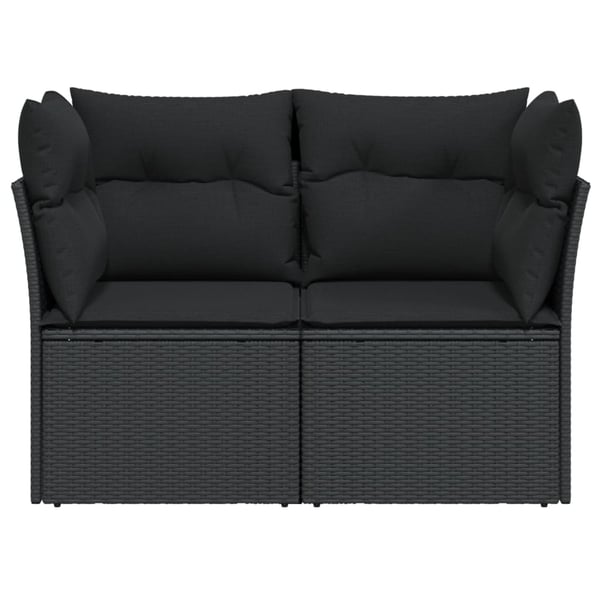 vidaXL 2-personers havesofa med hynder polyrattan sort
