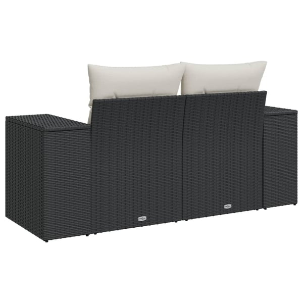 vidaXL 2-personers havesofa med hynder polyrattan sort