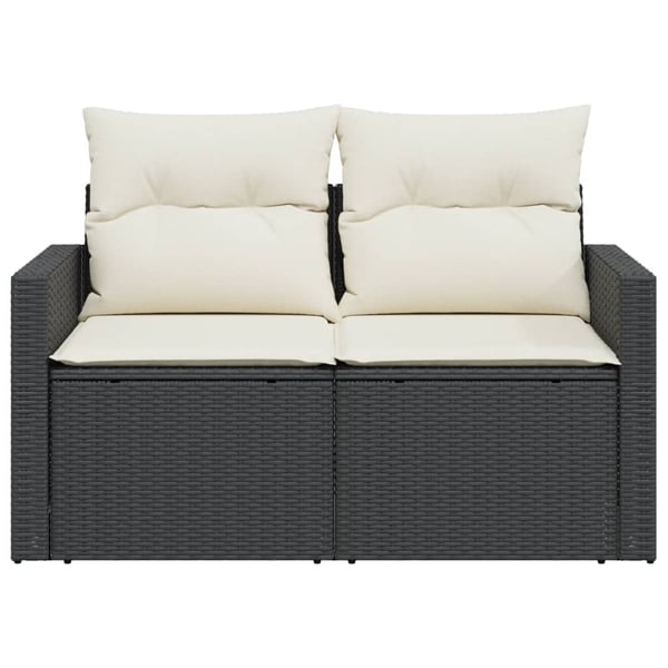 vidaXL 2-personers havesofa med hynder polyrattan sort