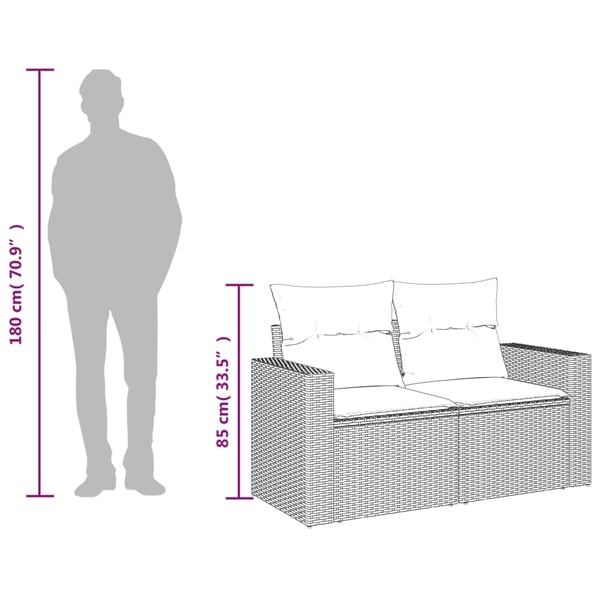 vidaXL 2-personers havesofa med hynder polyrattan grå