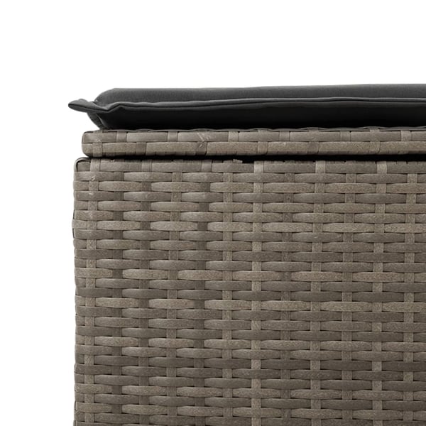vidaXL haveskammel med hynde 55x55x37 cm polyrattan grå