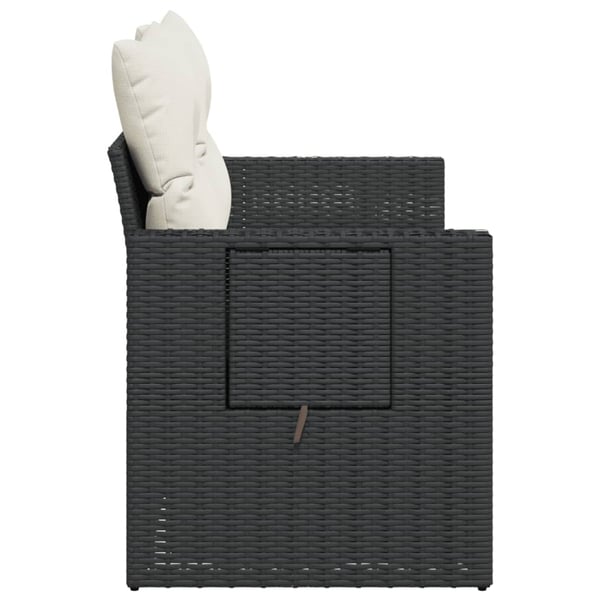 vidaXL 2-personers havesofa med hynder polyrattan sort