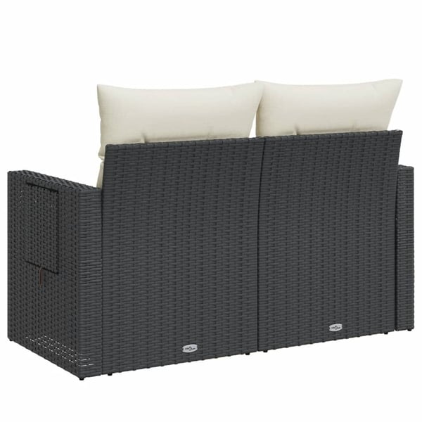 vidaXL 2-personers havesofa med hynder polyrattan sort