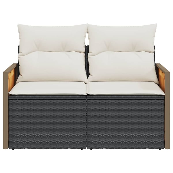 vidaXL 2-personers havesofa med hynder polyrattan sort