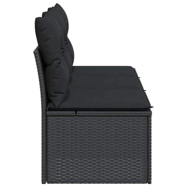 vidaXL 3-personers havesofa med hynder polyrattan sort