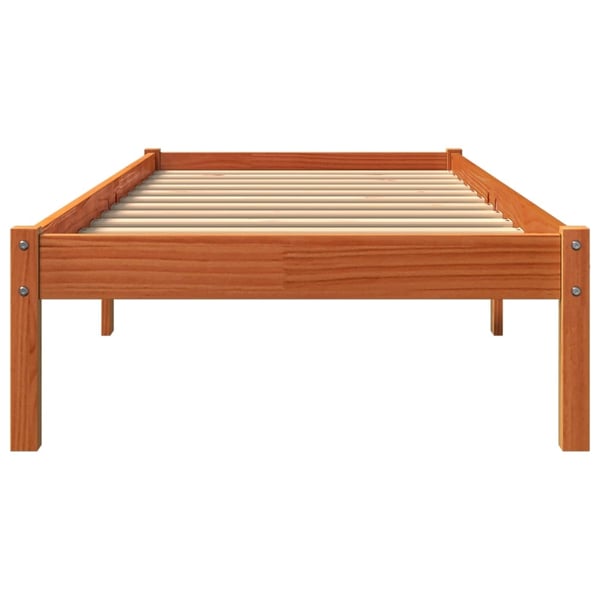 vidaXL Sengeramme uten madrass voksbrun 100x200 cm heltre furu