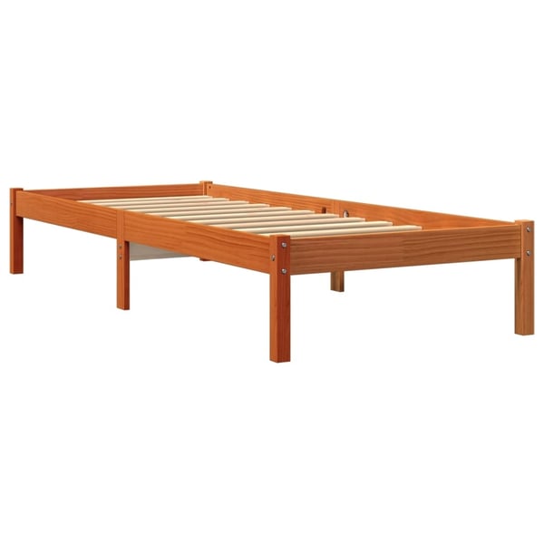 vidaXL Sengeramme uten madrass voksbrun 100x200 cm heltre furu