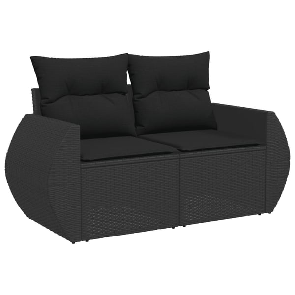 vidaXL 2-personers havesofa med hynder polyrattan sort