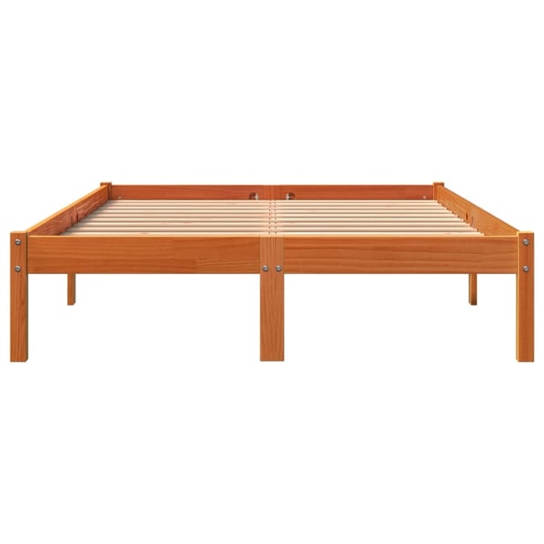vidaXL Sengeramme uten madrass voksbrun 140x190 cm heltre furu