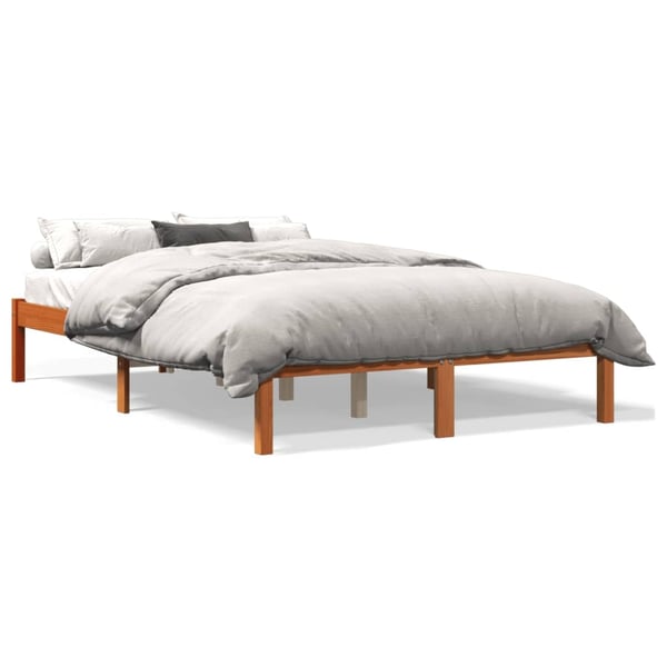 vidaXL Sengeramme uten madrass voksbrun 140x190 cm heltre furu