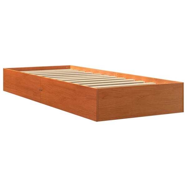vidaXL Sengeramme uten madrass voksbrun 90x190 cm heltre furu