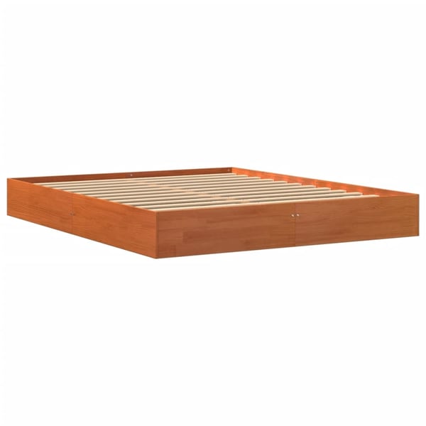 vidaXL Sengeramme uten madrass voksbrun 160x200 cm heltre furu