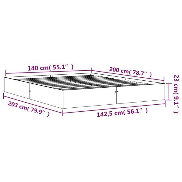 vidaXL Sengeramme uten madrass voksbrun 140x200 cm heltre furu