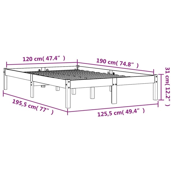 vidaXL Sengeramme uten madrass voksbrun 120x190 cm heltre furu