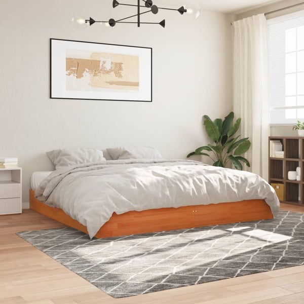 vidaXL sengeramme uden madras 180x200 cm massivt fyrretræ gyldenbrun