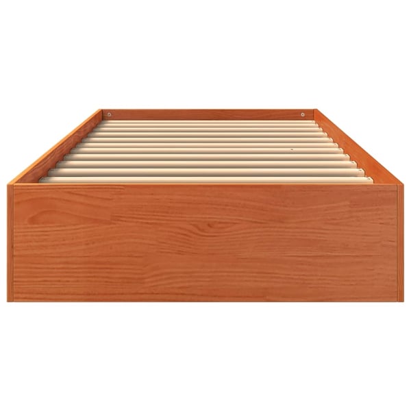 vidaXL Sengeramme uten madrass voksbrun 75x190 cm heltre furu