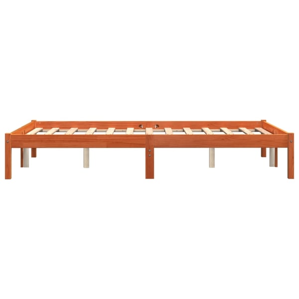 vidaXL Sengeramme uten madrass voksbrun 140x200 cm heltre furu