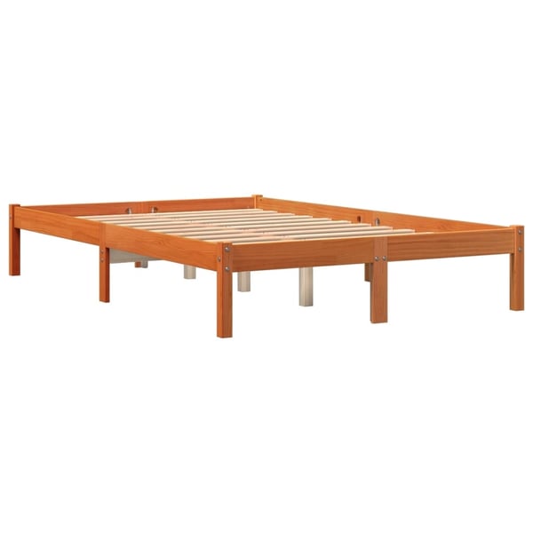 vidaXL Sengeramme uten madrass voksbrun 140x200 cm heltre furu
