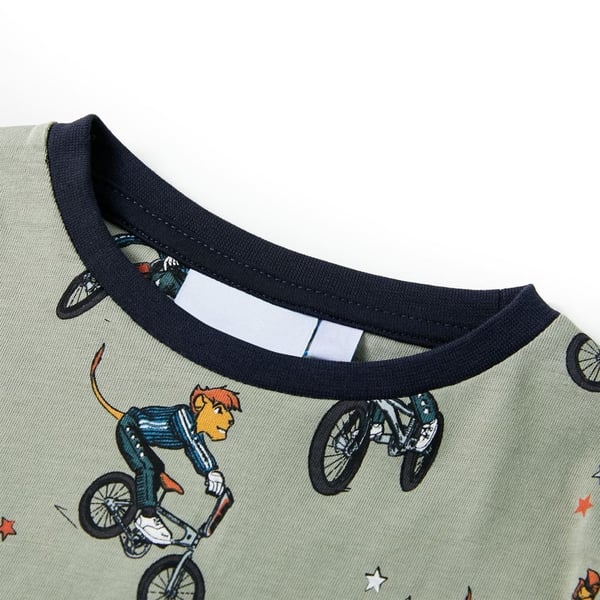 vidaXL Pyjamas for barn med korte ermer lysekaki 128