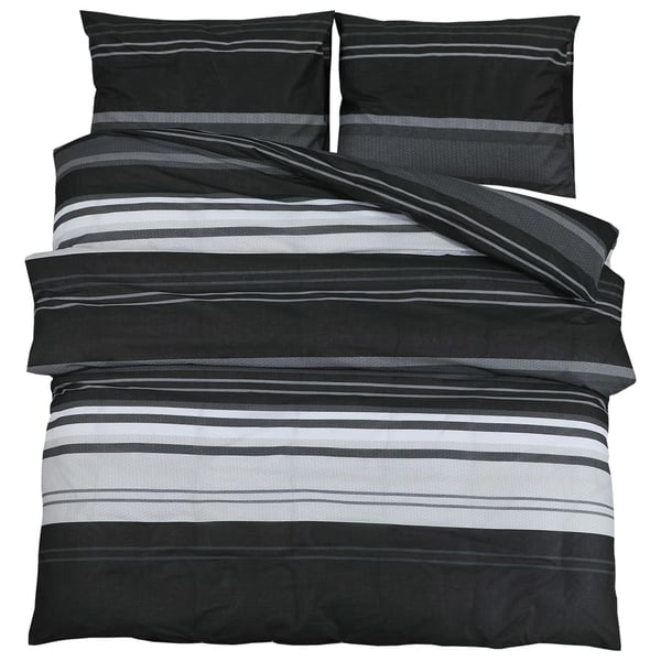 vidaXL Bäddset svart och vit 225x220 cm bomull