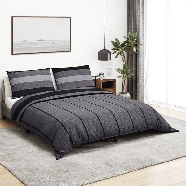 vidaXL sengetøj 155x220 cm bomuld mørkegrå