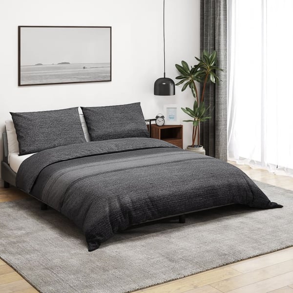 vidaXL sengetøj 140x200 cm bomuld mørkegrå