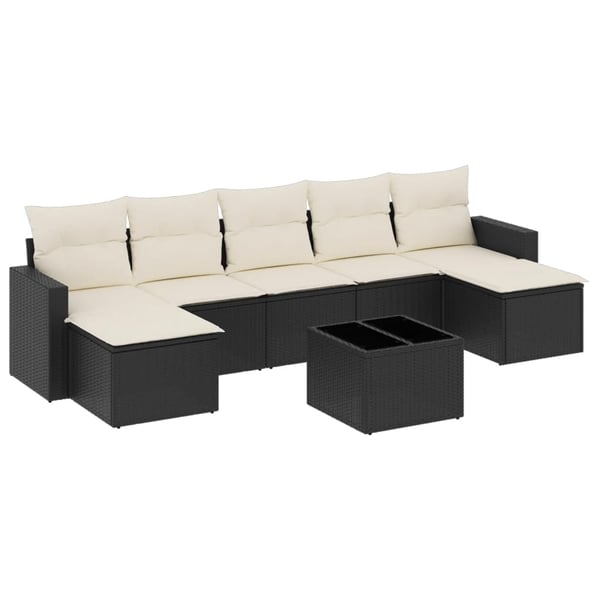 vidaXL sofasæt til haven 8 dele med hynder polyrattan sort