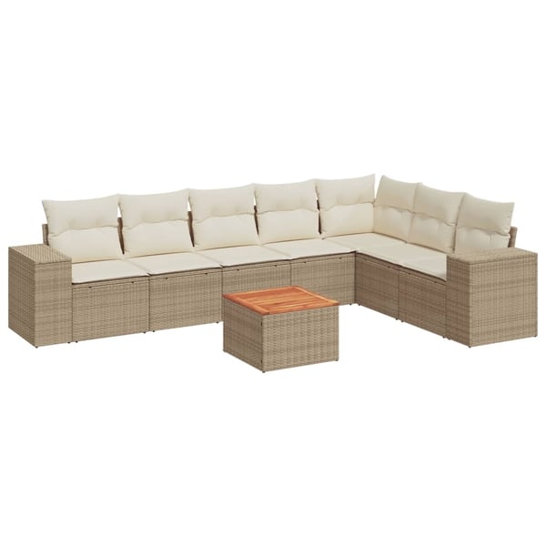 vidaXL sofasæt til haven 8 dele med hynder polyrattan beige